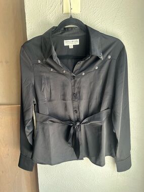 Idyllwind Miranda Lambert black tie front Western studded button up blouse Small